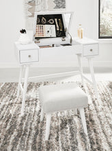 Load image into Gallery viewer, Ashley White Vanity w/ Flip Up Mirror &amp; Padded Stool - Item #12733
