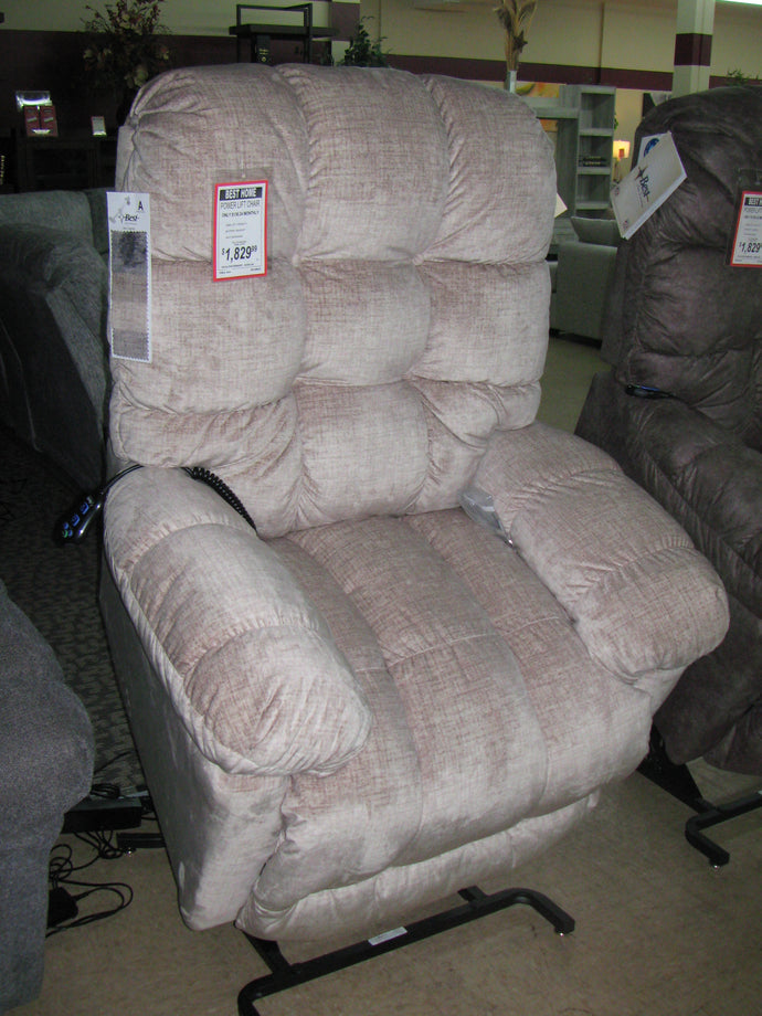 Best Home Light Tan Power Lift Chair w/ Heat & Massage - 350lb Lift Capacity - Item #4636