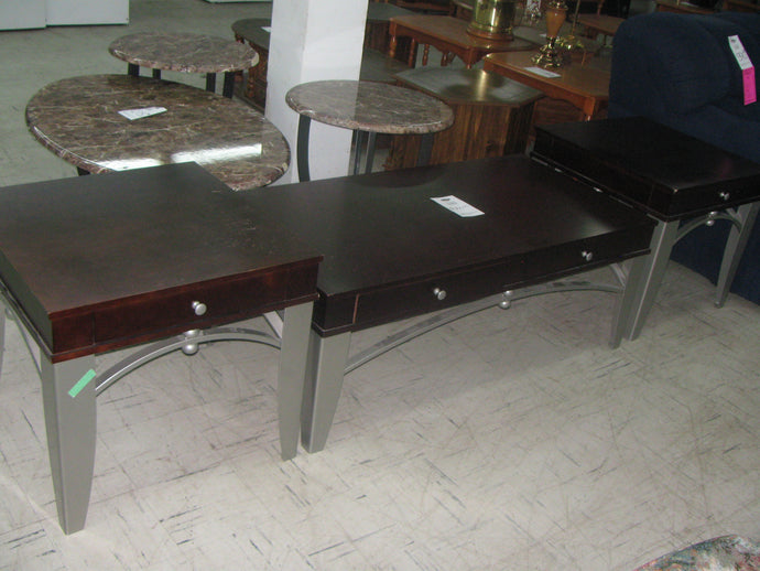 Brown/Chrome Coffee & 2 End Tables - Item #UC8913-9