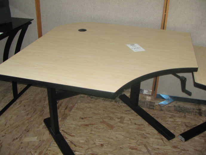 (2) Blonde Corner Adjustable Desks - Item #16721