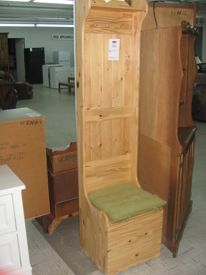 Solid Pine Coat Rack w/ Storage Bench - Item #UC8962-8