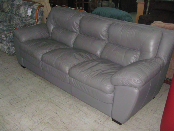 Gray Leather Stationary Sofa - Item #UC9018-2
