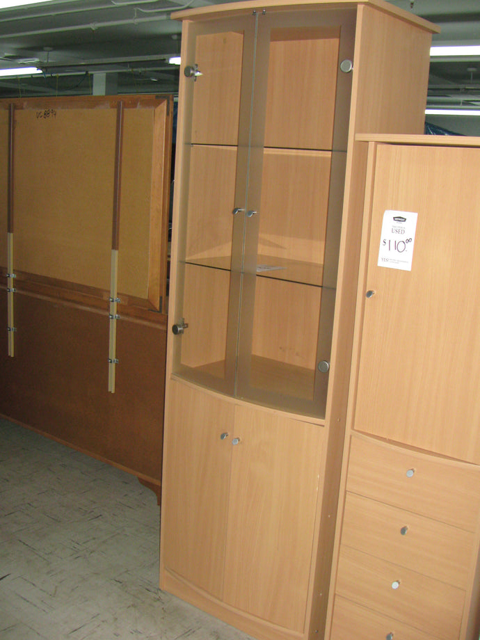 Tall Blonde Cabinet w/ Glass Doors  - Item #UC9019-3