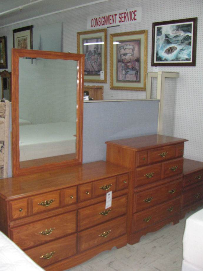 Oak Dresser, Mirror, Chest & Night Table  - Item #UC9043-7