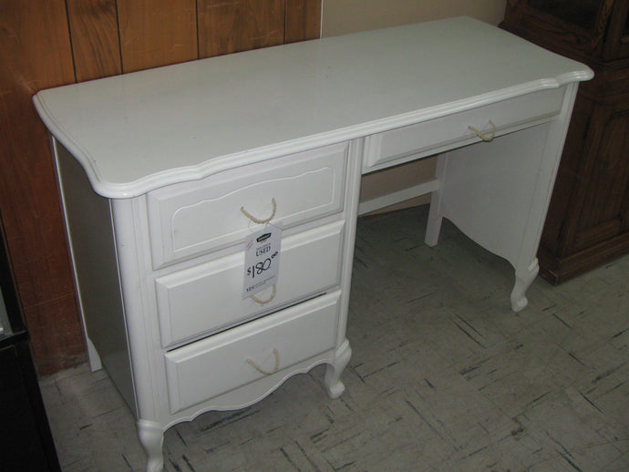 Solid Wood White French Provincial Single Pedestal Desk - Item #UC9056-1