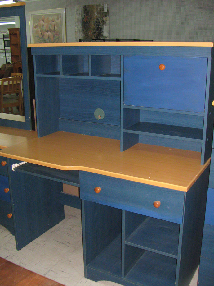 Blue/Natural Desk w/ Hutch - Item #UC9059-3