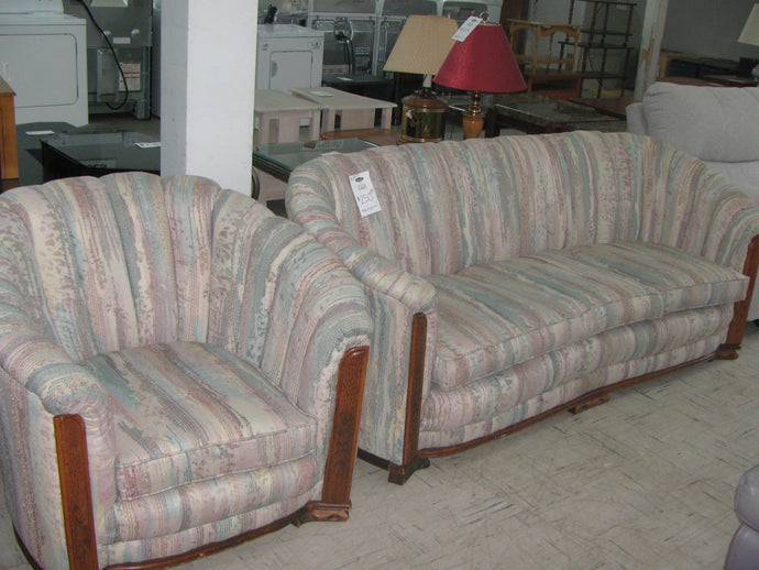 Striped Fabric Sofa & Chair w/ Showood- Item #UC8978-7