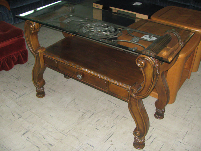 Ornate Glass Top Sofa Table - Item #UC9075-2
