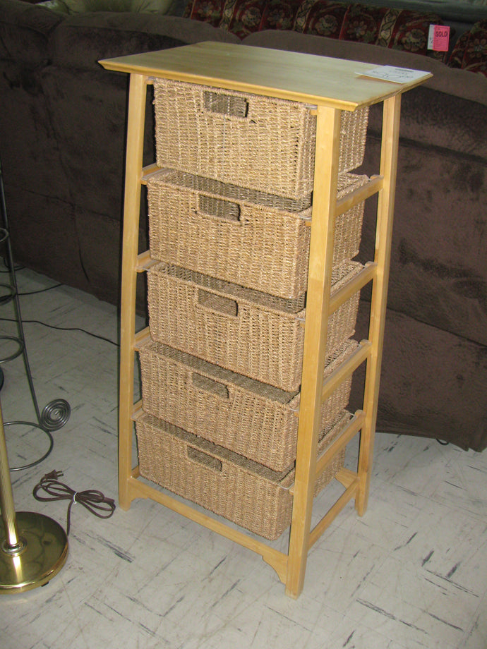 5 Basket Wicker Storage Tower - Item #UC9072-13