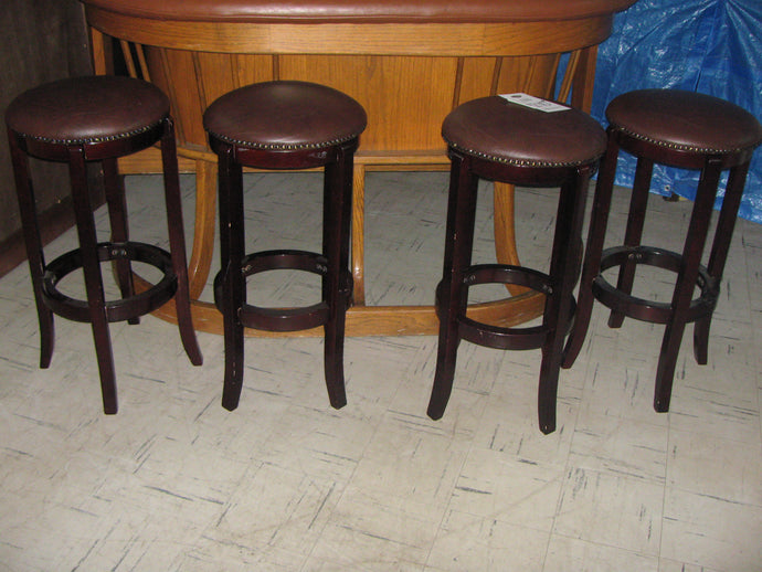 Set of 4 Brown Bar Stools w/ Padded Seats - Item #UC9099-2