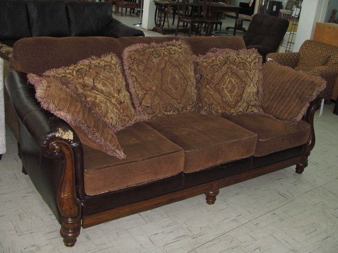 Brown Stationary Sofa w/ Showood- Item #UC9311-1
