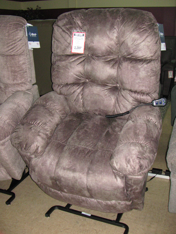 Brown Fabric Power Lift Chair w/ Heat & Massage - 350lb Lift Capacity - Item #4532