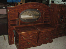Load image into Gallery viewer, Medium Brown Dresser, Mirror, Armoire, 2 Night Table &amp; 60&quot; Queen Bed Frame- Item #UC9350
