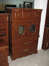 Load image into Gallery viewer, Medium Brown Dresser, Mirror, Armoire, 2 Night Table &amp; 60&quot; Queen Bed Frame- Item #UC9350
