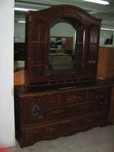 Load image into Gallery viewer, Medium Brown Dresser, Mirror, Armoire, 2 Night Table &amp; 60&quot; Queen Bed Frame- Item #UC9350
