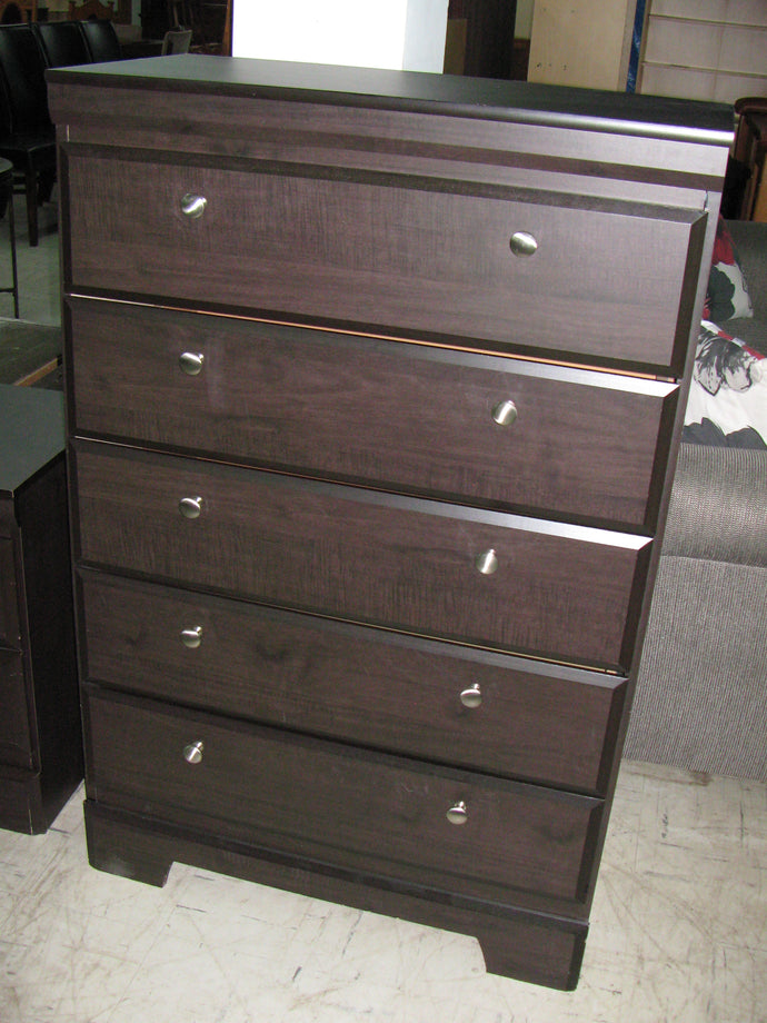 Dark Brown 5 Drawer Chest & Night Table- Item #UC9352-1