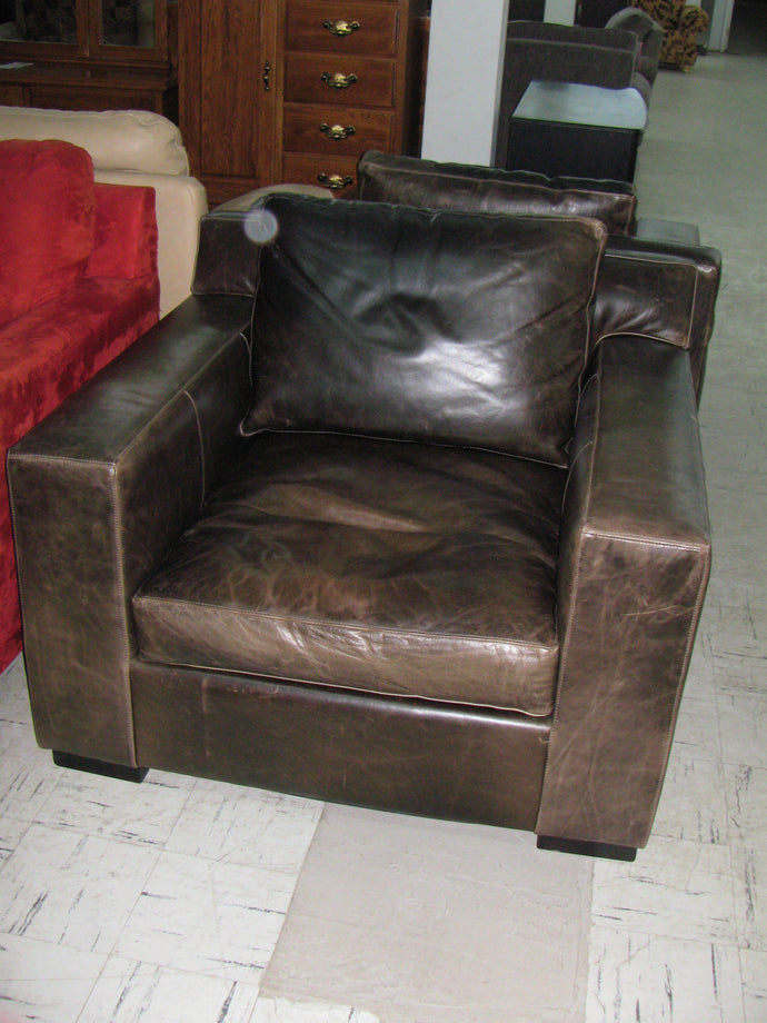 Brown Leather Arm Chairs- Item #UC9341-1,2