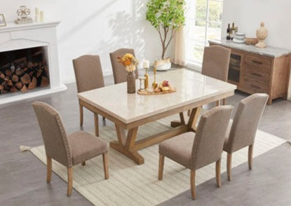 Ashley Kodatown  5 Piece Dinette w/ Solid Marble Top & Padded Chairs - Item #6154  (7 Piece Shown)