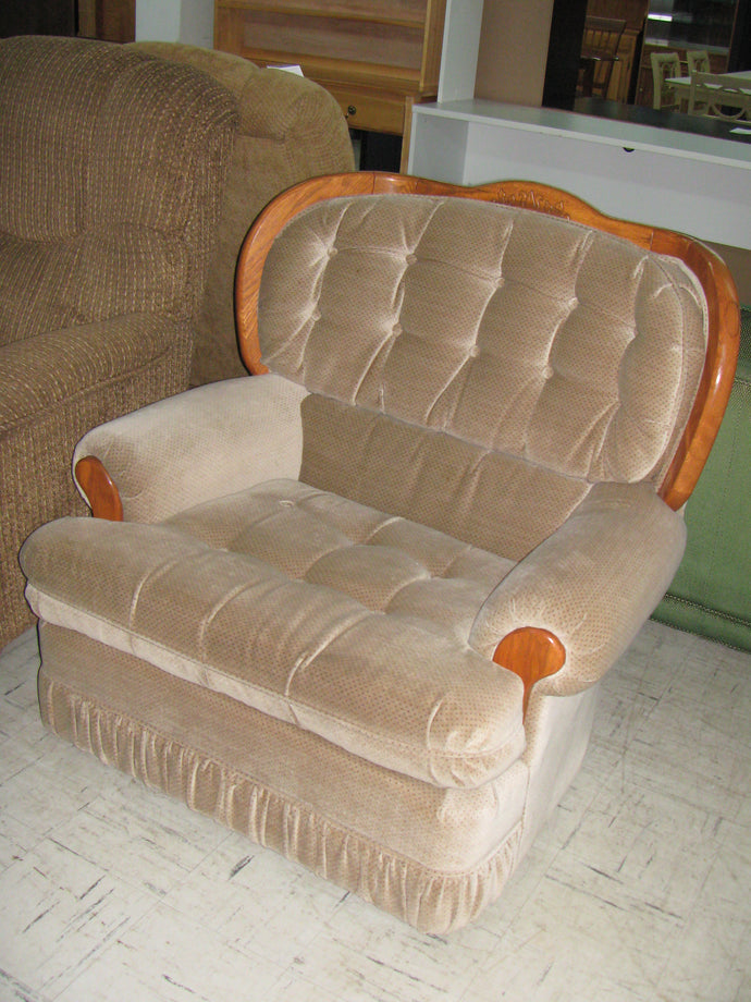 Tan Fabric Stationary Chair w/ Showood - Item #UC8729-2