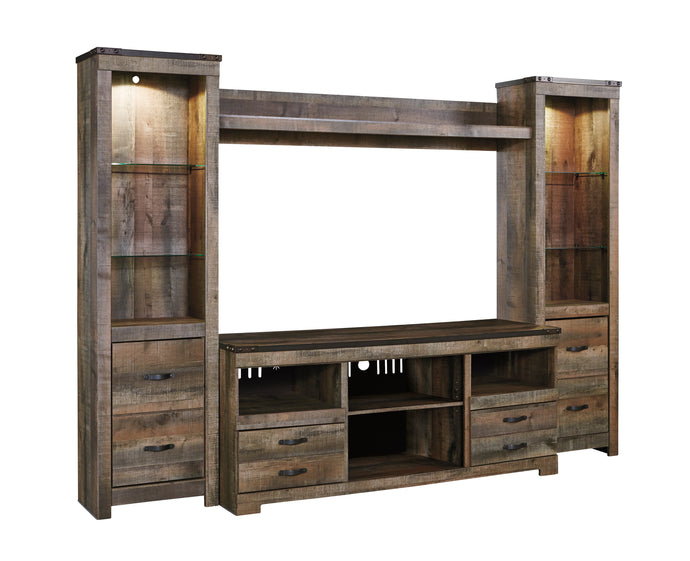 Ashley Trinell Rustic Pier Unit w/Optional Large TV Stand & Fireplace Option - W446 Series