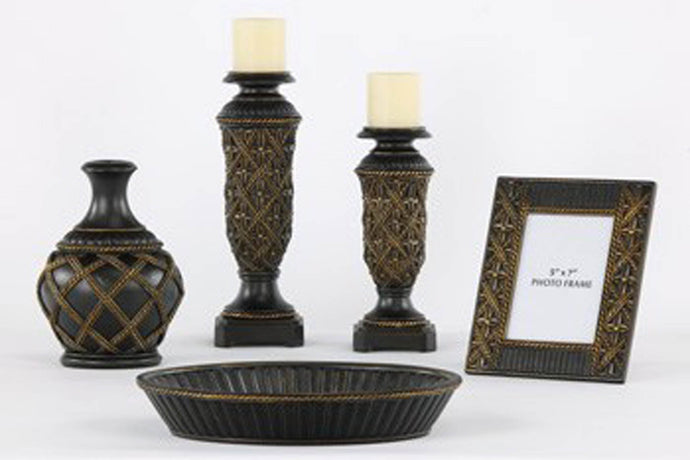 5 Piece Accessory Set w/ 2 Candle Holders & Frame - item #12750-MidwestOnMain
