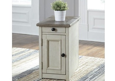 Ashley Brown/White Chairside Table w/ USB/Power Ports & Door Storage - Item #7174-MidwestOnMain