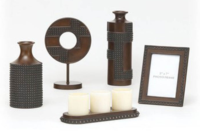 5 Piece Accessory Set w/ 2 Vases, Candle Holder & Frame - Item #12749-MidwestOnMain